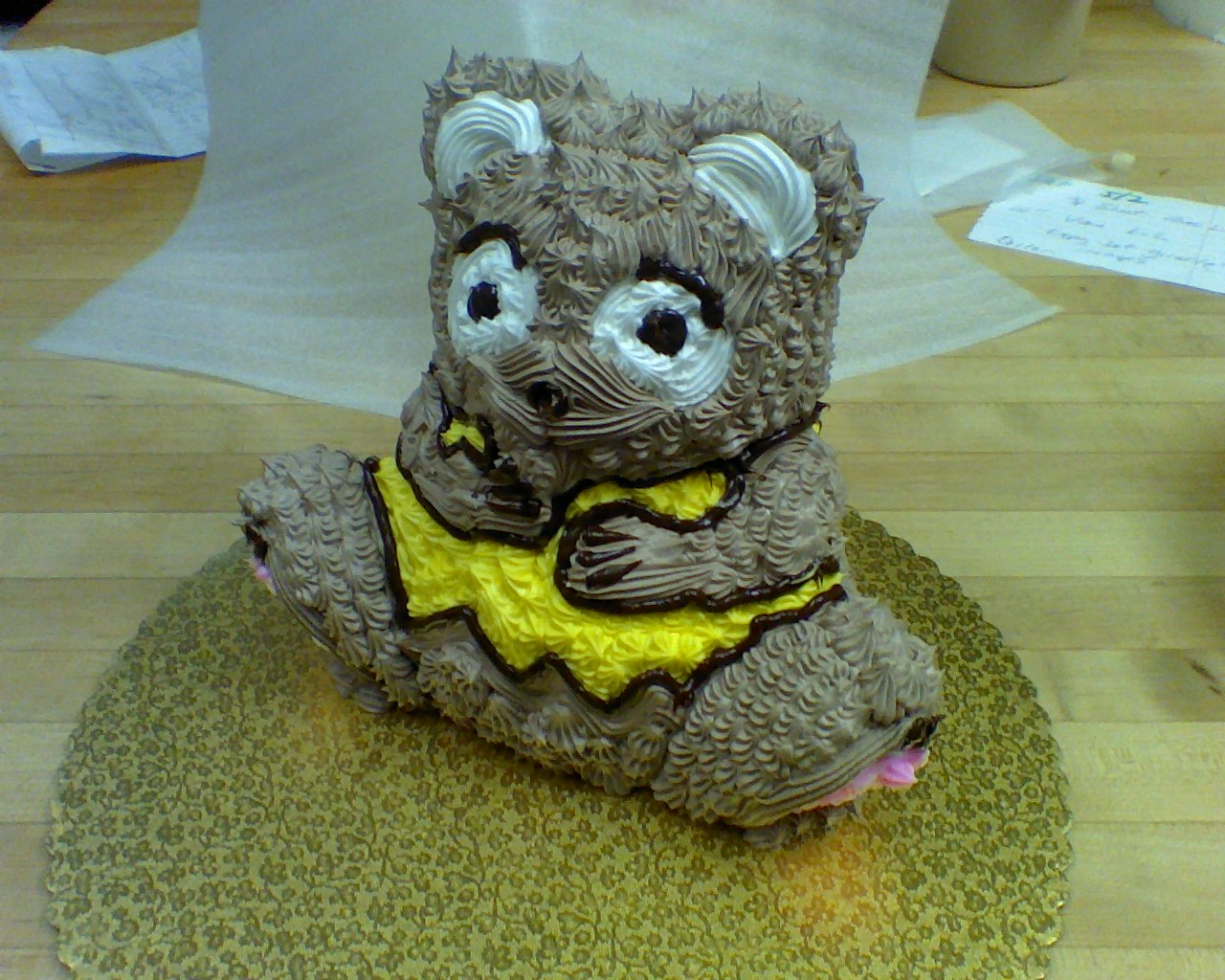 Teddy Bear Cake in whipped chocolate buttercream