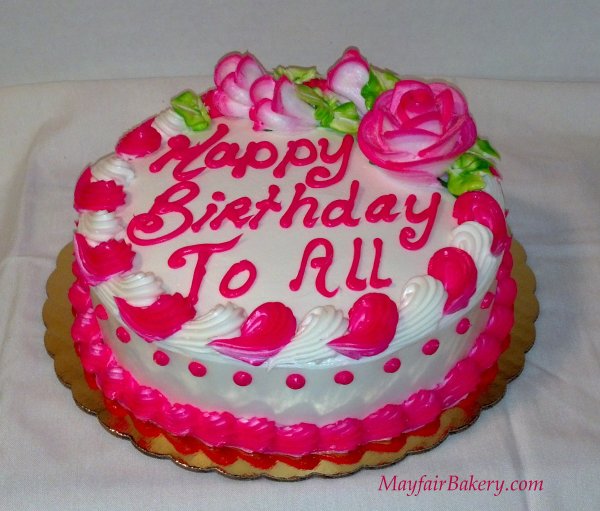 Pink 2 pound birthday cake from Mayfair Bakery