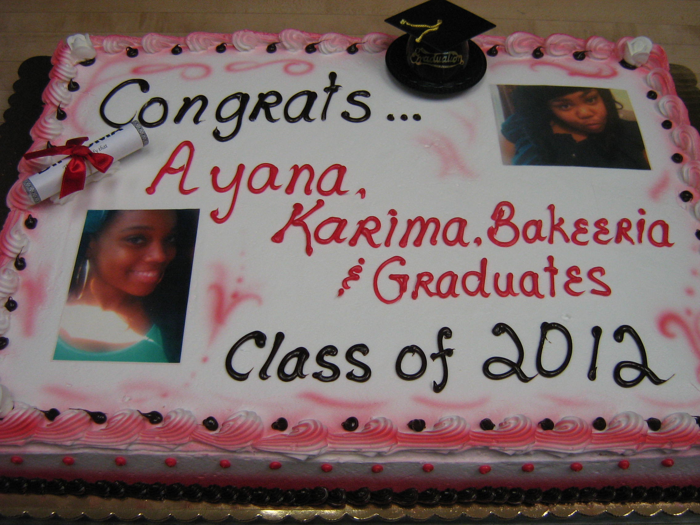 burgundy and black graduation cake